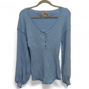 New with Tags Intimately Free People Blue Puff Sleeve Sweater Shorts Romper